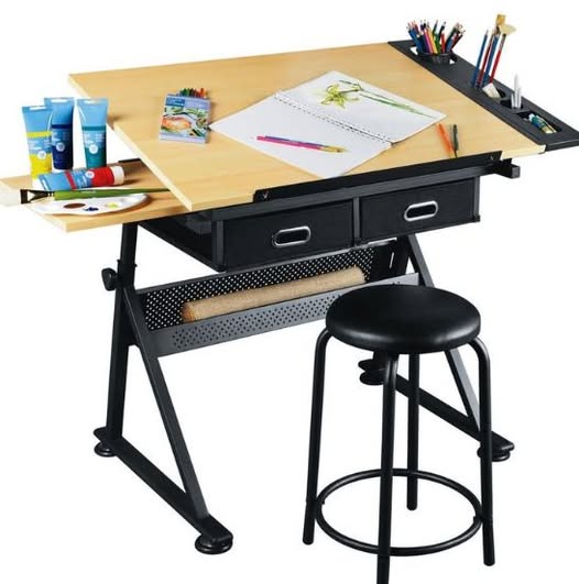 A drafting table and stool offered by Sandra Sherrill in the Oak Bay Local Facebook group